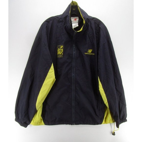 VINTAGE Chicago Marathon Jacket XL New Balance Yellow Vented Full Zip - Picture 1 of 10